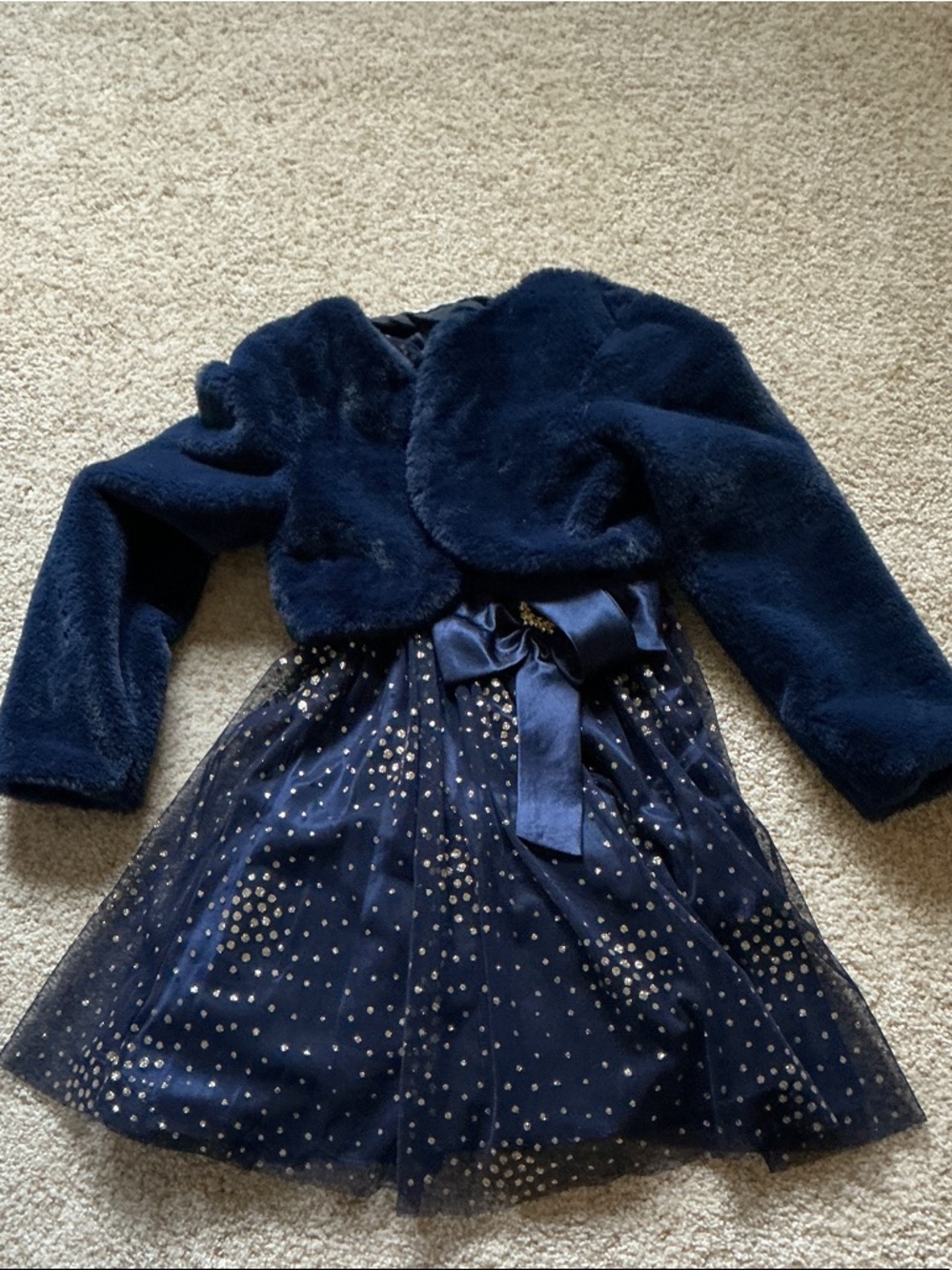 Girls Rare Edition Dress and Matching Faux Fur Jacket (Like New)